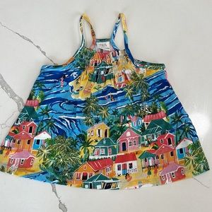 Zara Girls Size 5 Tank Top Colorful Vacation Hula Girls